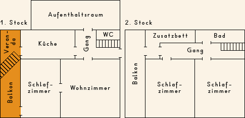 Grundriss 1. Stock Casa Cadruvi Grundriss 1. Stock Ferienhaus Casa Cadruvi Giraniga Obersaxen Graubünden
