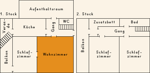 Grundriss 1. Stock Casa Cadruvi Grundriss 1. Stock Ferienhaus Casa Cadruvi Giraniga Obersaxen Graubünden