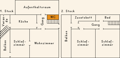 Grundriss 1. Stock Casa Cadruvi Grundriss 1. Stock Ferienhaus Casa Cadruvi Giraniga Obersaxen Graubünden